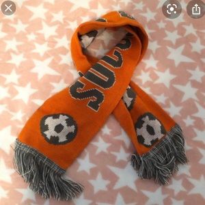 Orange scarf with soccer balls